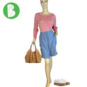 COLDWATER CREEK BLUE CHAMBRAY COTTON SHORTS (22W)